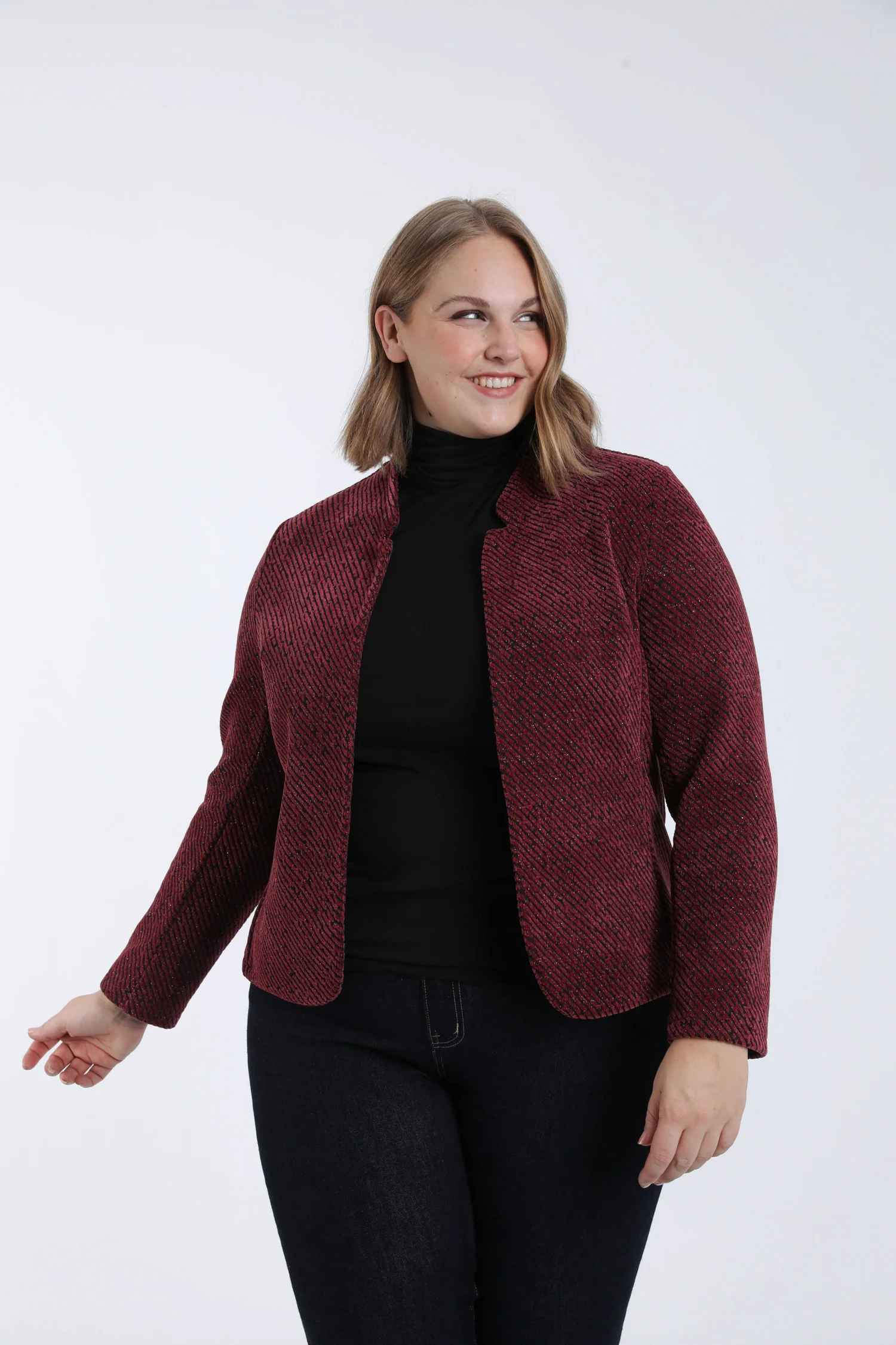 Veste jacquard bicolore avec lurex
