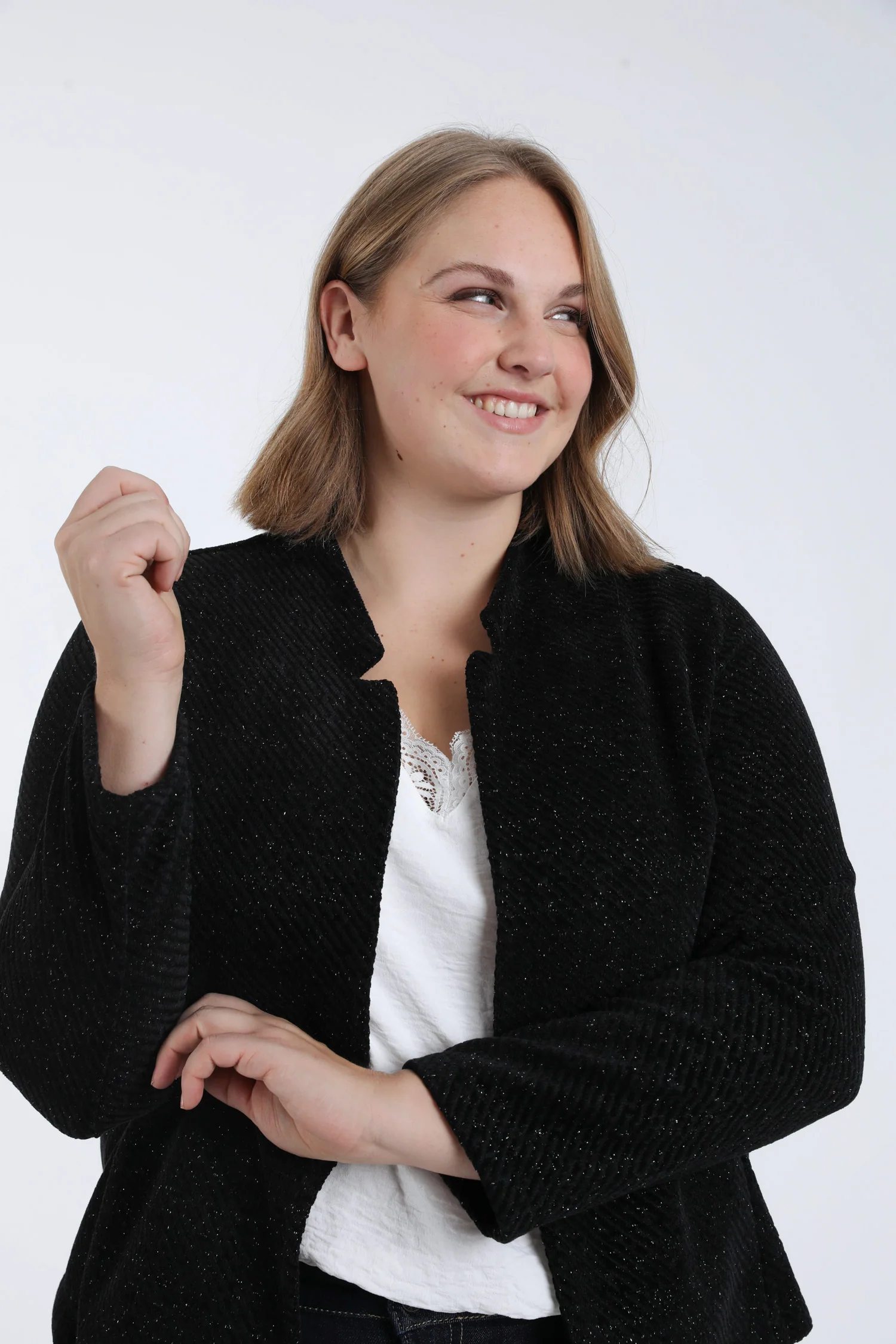 Veste jacquard bicolore avec lurex - Image 3