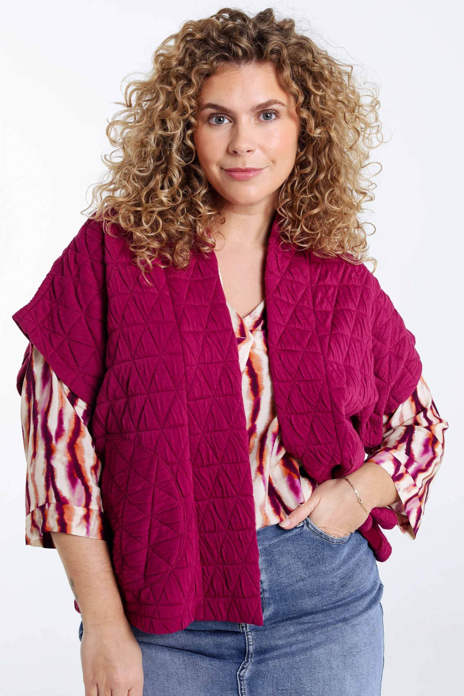 Veste kimono matelassée unie