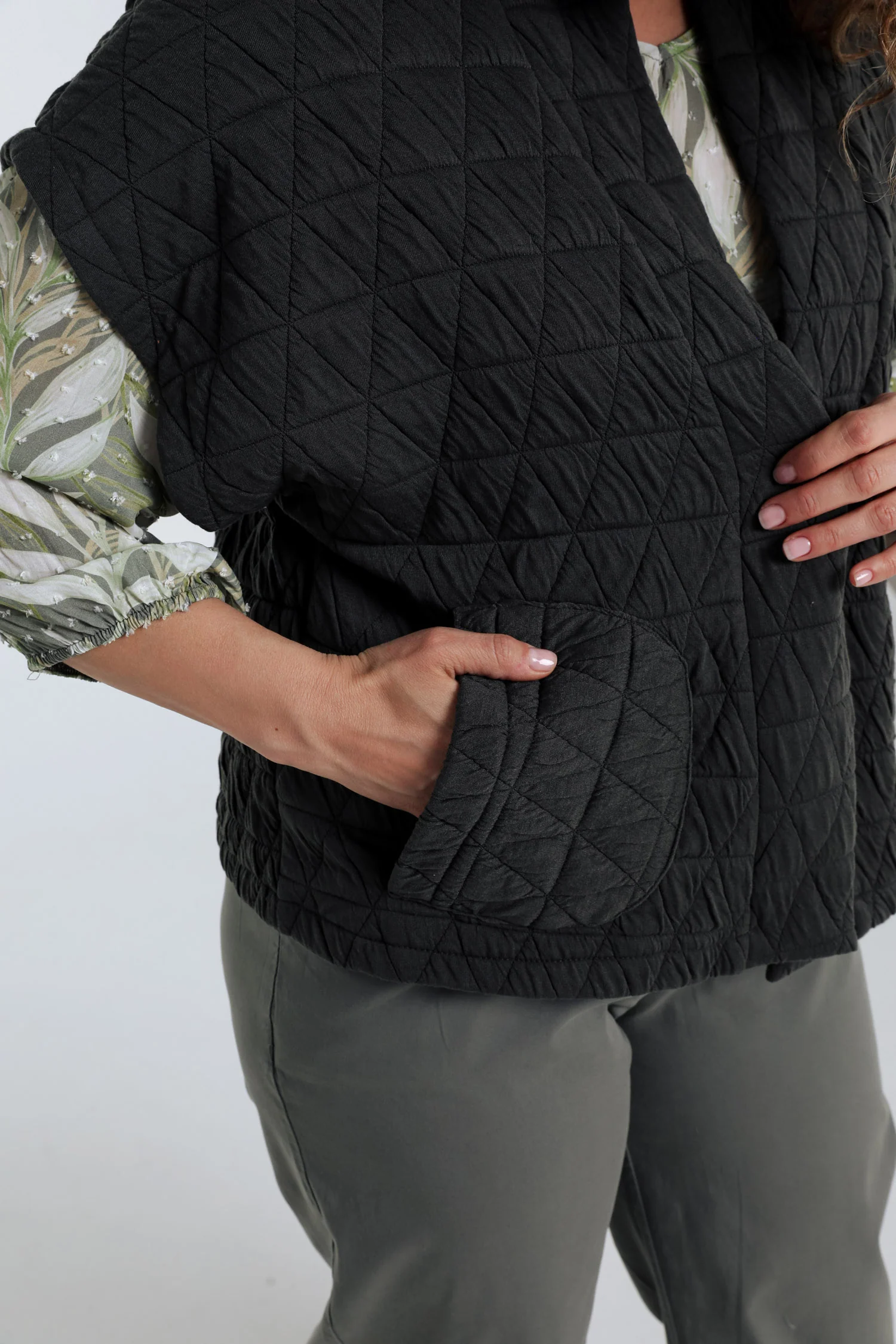 Veste kimono matelassée unie - Image 16