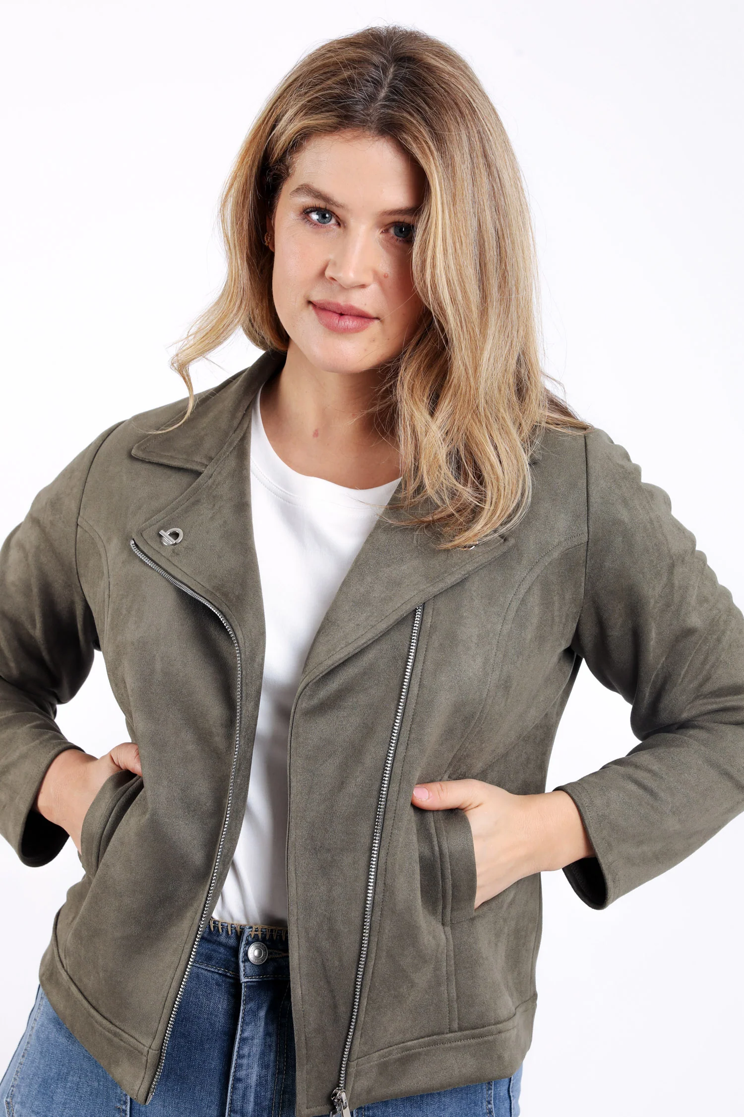 Veste perfecto effet suédine - Image 4