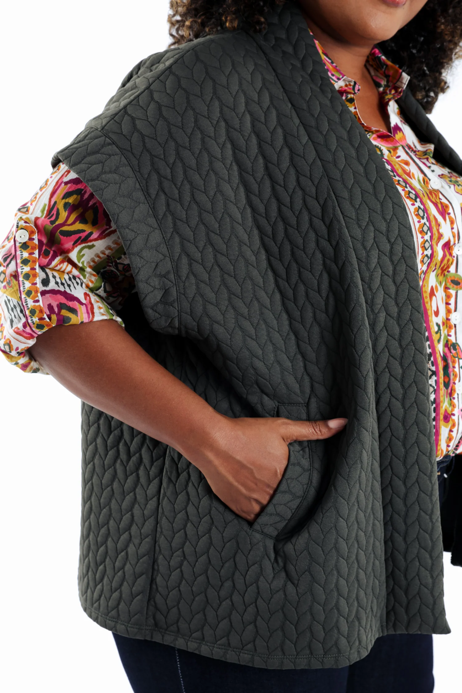 Veste sans manches unie détail tressé - Image 5